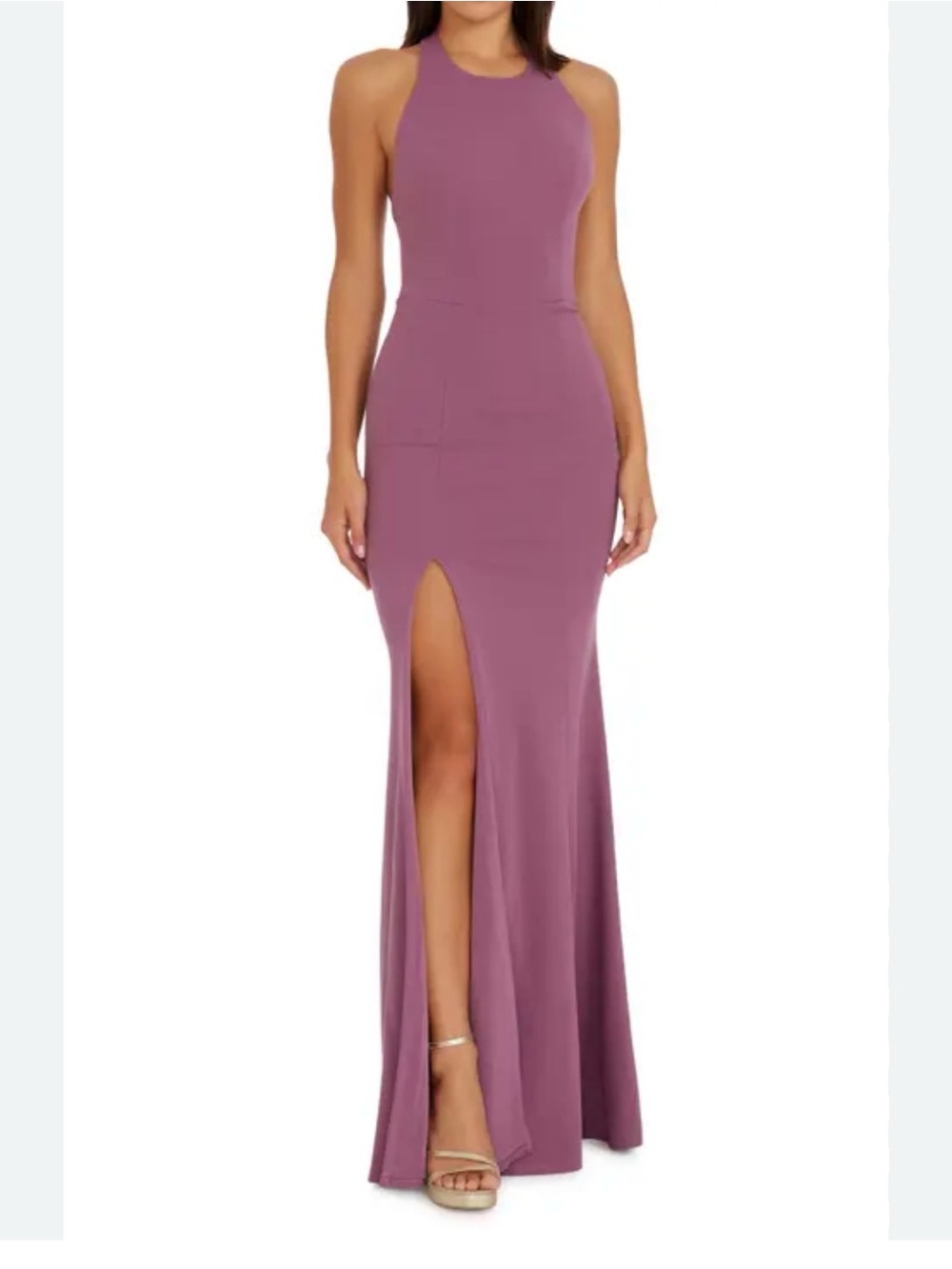 Dress The Population Paige Halter Neck Mermaid Orchid Purple Gown Large